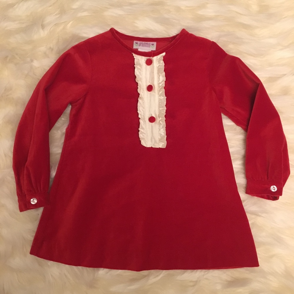 Simi Red Cotton Velvet Christmas Holiday Dress 2T
